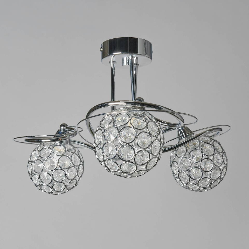 image 1 of BHS Orianna 3 Light Flush Ceiling Light, Silver
