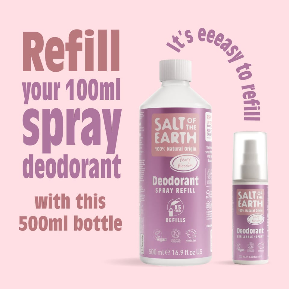 image 1 of Salt of the Earth Deodorant Spray Refill Peony Blossom Natural Origin Ingredients Vegan 500ml