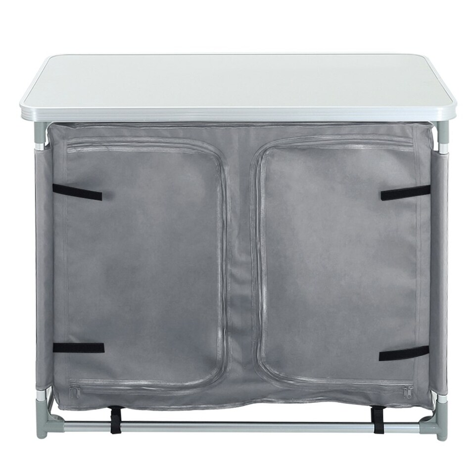 image 1 of Living and Home Portable Camping Kitchen Table with Storage Cabinet