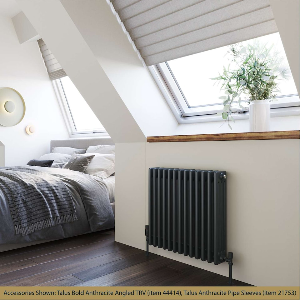 image 1 of Alpha Quadruple Column Heated Bathroom Radiator - Anthracite Grey - (H) 600mm x (W) 592mm