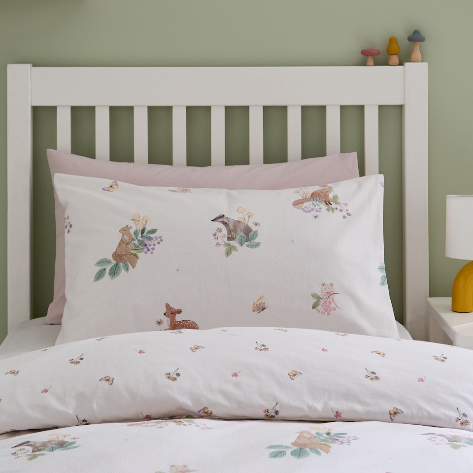 image 1 of Catherine Lansfield Brushed Forest Friends Reversible Duvet Cover Set