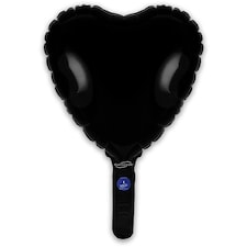 Black Heart Air Fill Foil Balloon 23cm / 9 in - Pack of 5