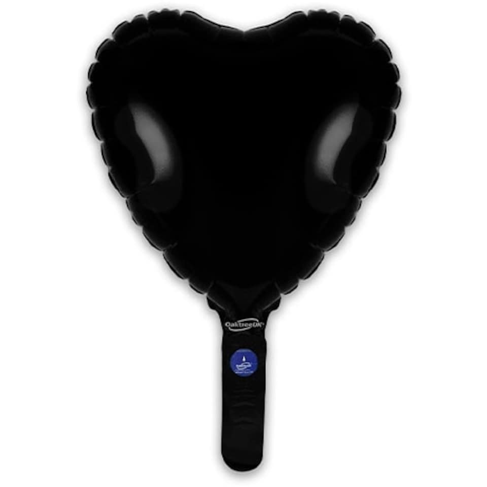Black Heart Air Fill Foil Balloon 23cm / 9 in - Pack of 5