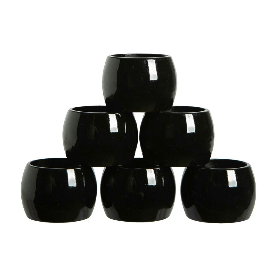 image 1 of Argon Tableware Metallic Napkin Rings - 4.5cm - Black - Pack of 6 Black