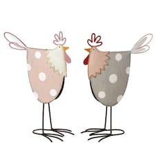 Heaven Sends Set of 2 Metal Chicken Easter Decorations