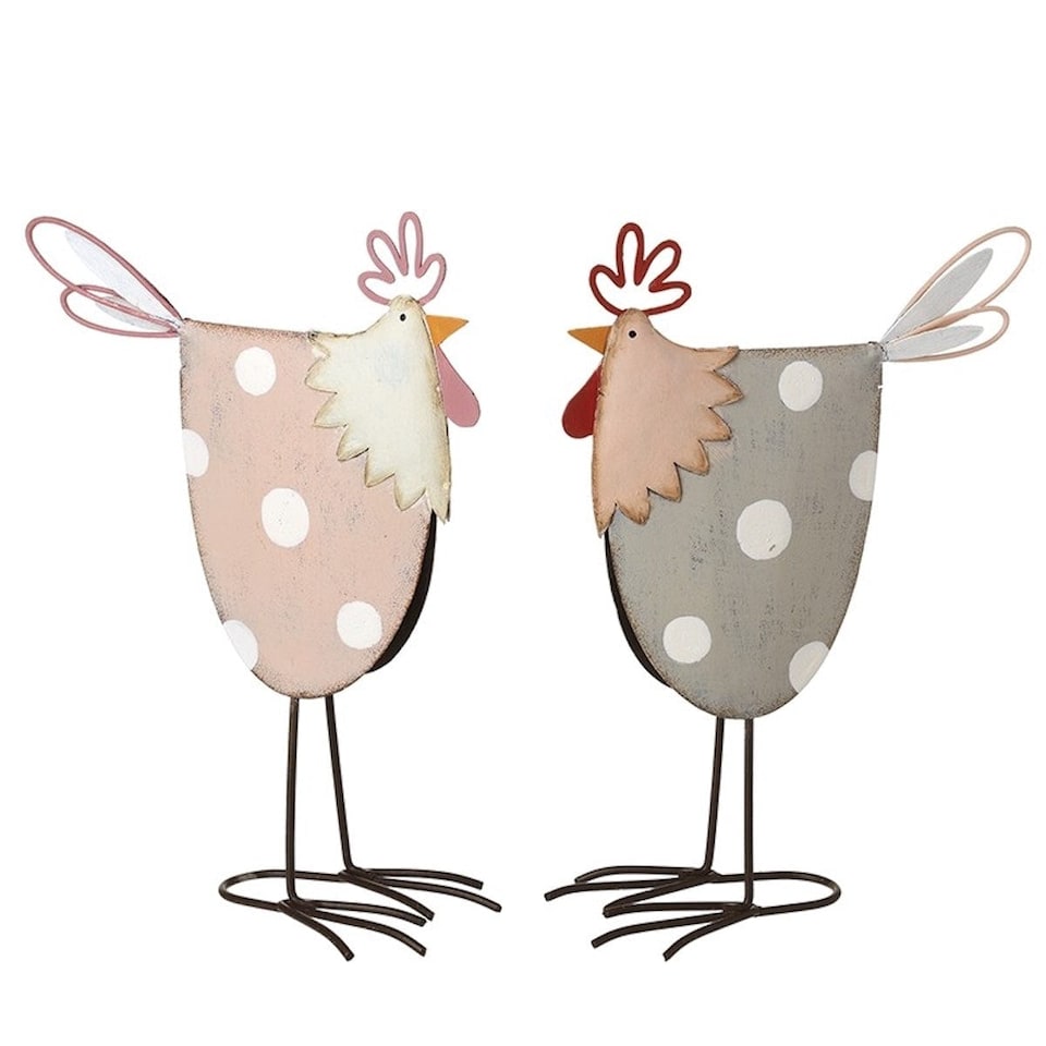 Heaven Sends Set of 2 Metal Chicken Easter Decorations