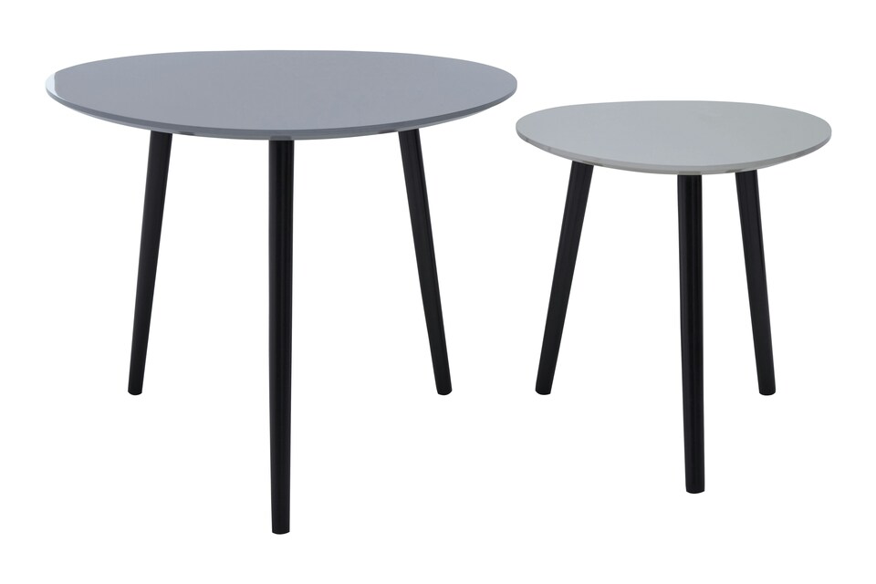 image 1 of Orsina Grey Set of 2 Nesting Tables, Triangular Nest of Tables with Three Legs, Sturdy Side Tables for Home, Office