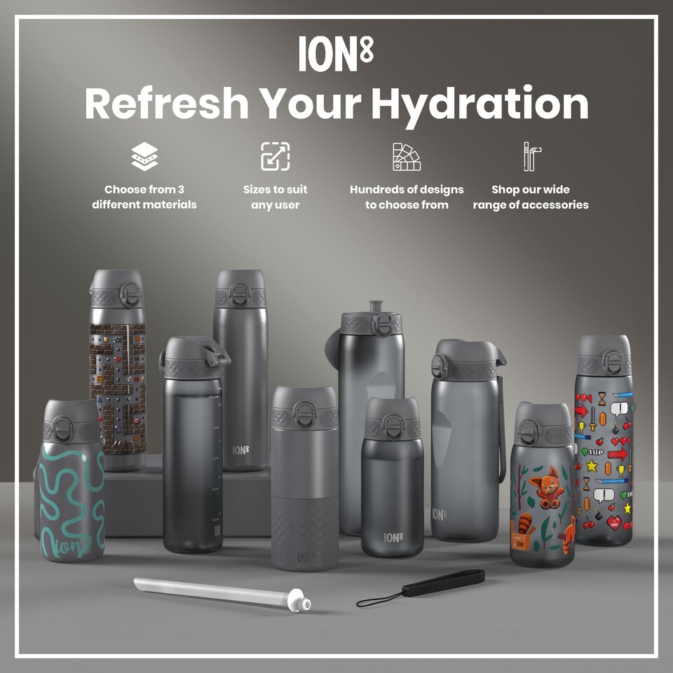 image 1 of Leak Proof 1 Litre Water Bottle, Vacuum Insulated, 920ml (30oz) | Grey | Grey | One Size
