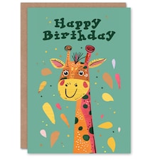 Head Cute Animal Drawing Kids Giraffe Child Kids Birthday Card