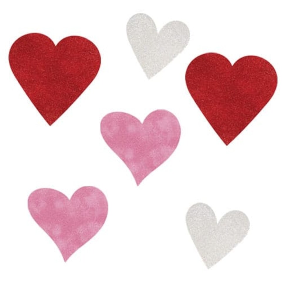 Assorted Hearts Mini Glitter Cutouts - Pack of 6