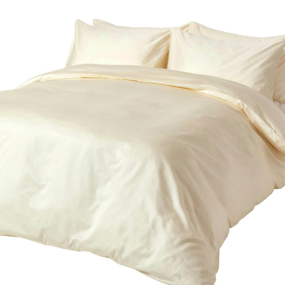 image 1 of Homescapes Cream Organic Cotton Duvet Cover Set - 400 Thread Count - Super King Cream | Super King