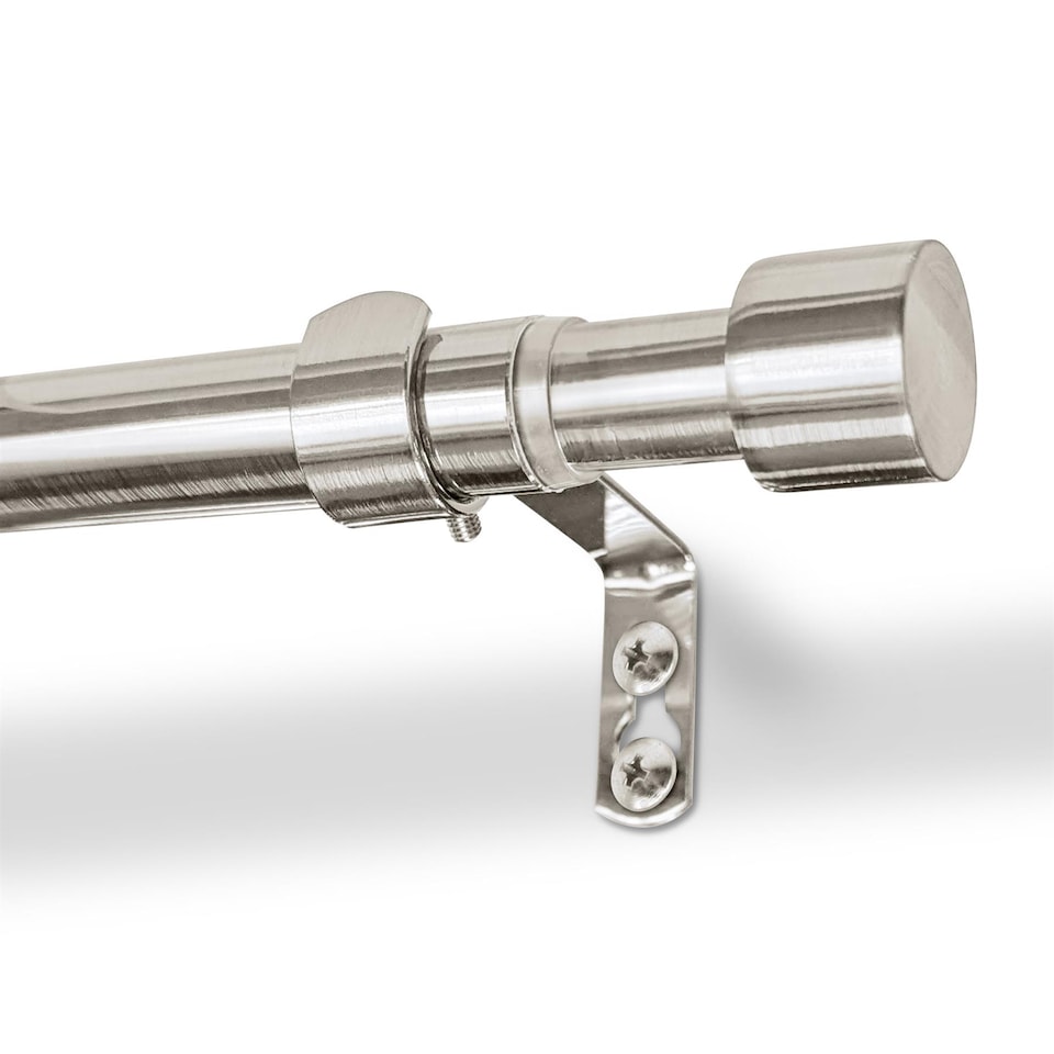 image 1 of Harbour Housewares Extendable Metal Curtain Pole Kit - 77 to 150cm - Brushed Nickel