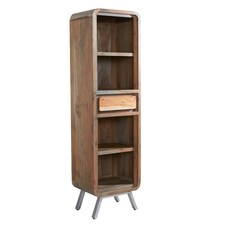 Aaron Wood and Metal Slim Bookcase Brown