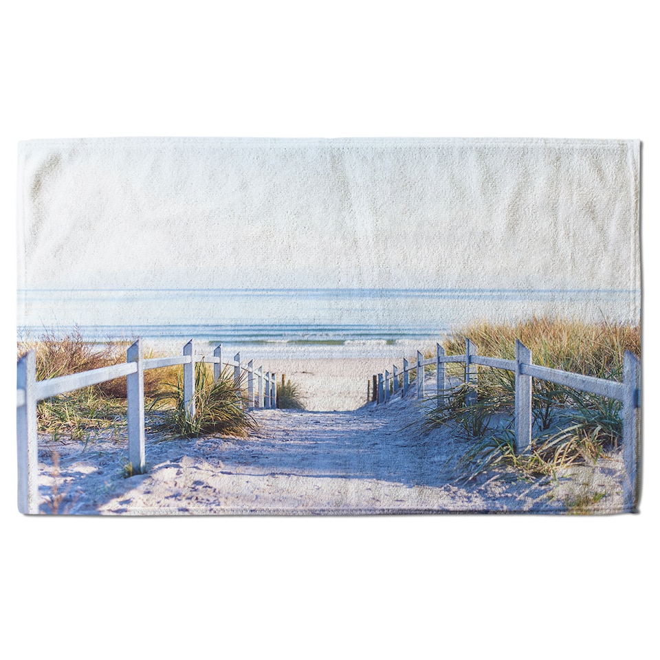 image 1 of Path to the beach at baltic sea Designer Bath Towel | Multi
