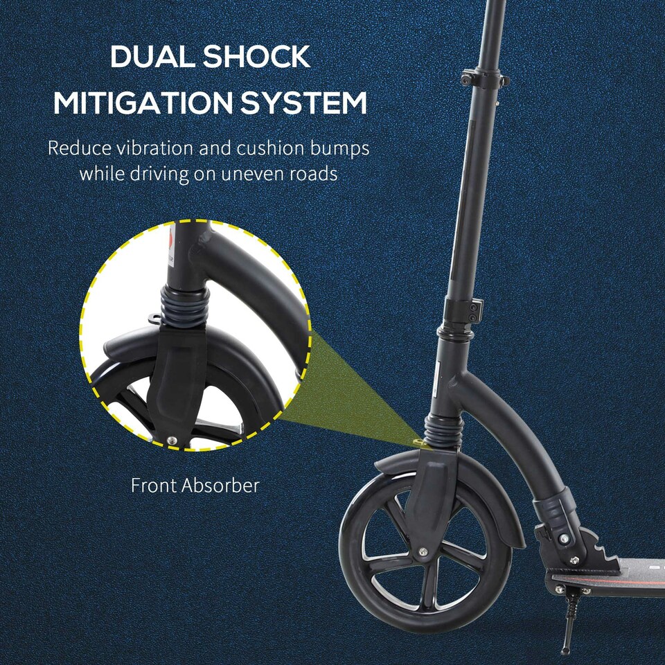 image 1 of HOMCOM Teens Adult Kick Scooter Foldable Adjust Aluminium For 14+ Black