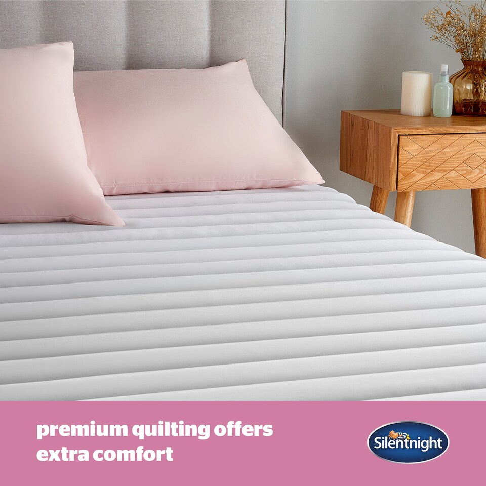 image 1 of Silentnight Quilted Mattress Protector | White | Small Double