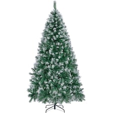 Yaheetech 212cm Frosted Artificial Christmas Tree with Foldable Stand