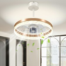 HOMCOM Ceiling Fan Light with 3 Colour, Timer, Reversible, Remote, Gold