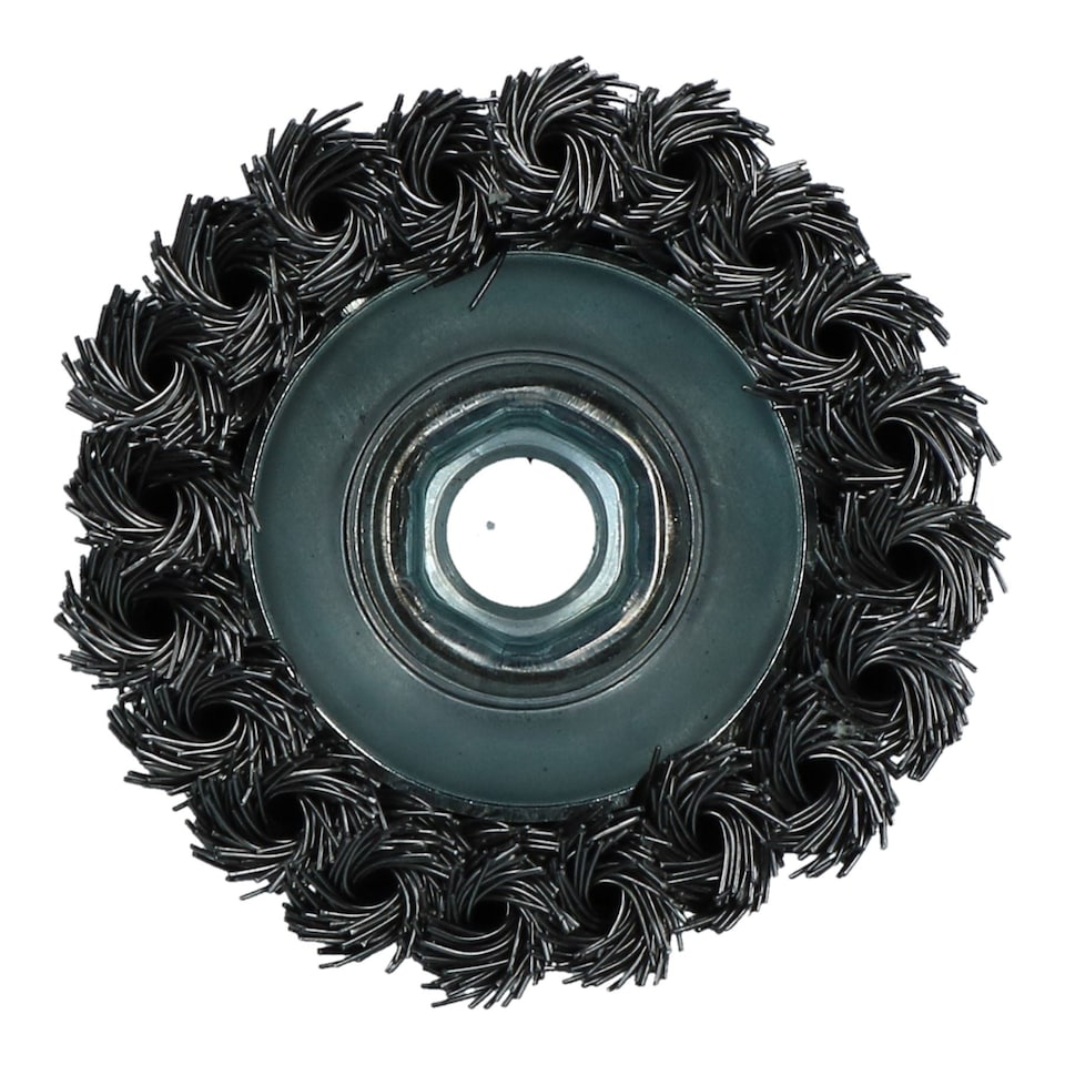 image 1 of 2pc Professional 80mm Wire Twist Knot Cup Brush for 4-1/2" M14 Angle Grinders