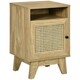 image 1 of HOMCOM Nightstand, Rattan Bedside Table w/ Cabinet, Shelf, Natural