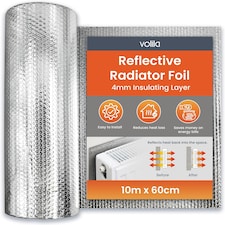Radiator Foil Insulation Roll Reflector Panels - Energy Saving Radiator Heat Deflector for Home Heating | Silver | 10m x 60cm - Roll | 1