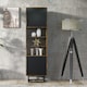 image 2 of Tall Display Cabinet 175cm – Industrial Oak & Black Matt Doors with Metal Frame Black | Oak