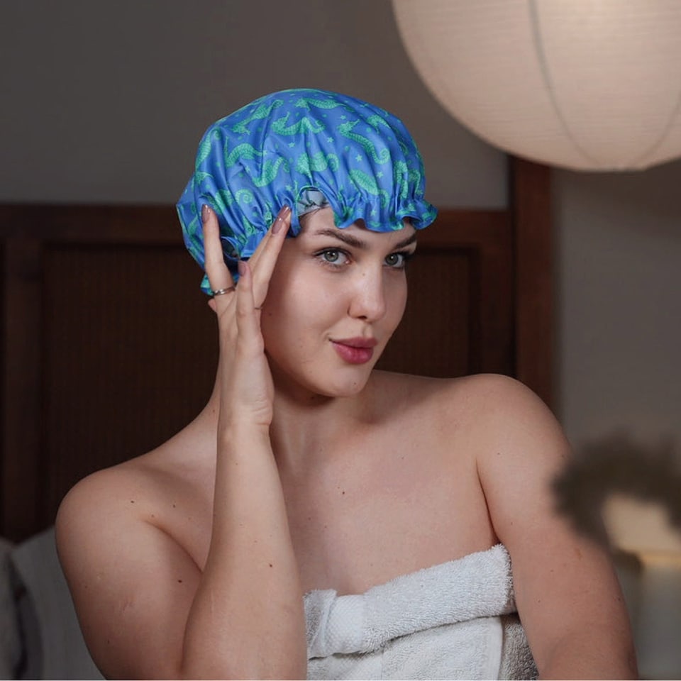 image 1 of SMUG Shower Cap - Seahorse Print