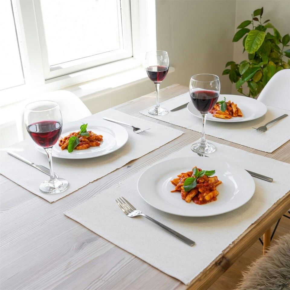 image 1 of Nicola Spring Ribbed Cotton Placemats - 48 x 33cm - Natural - Pack of 6 Cream