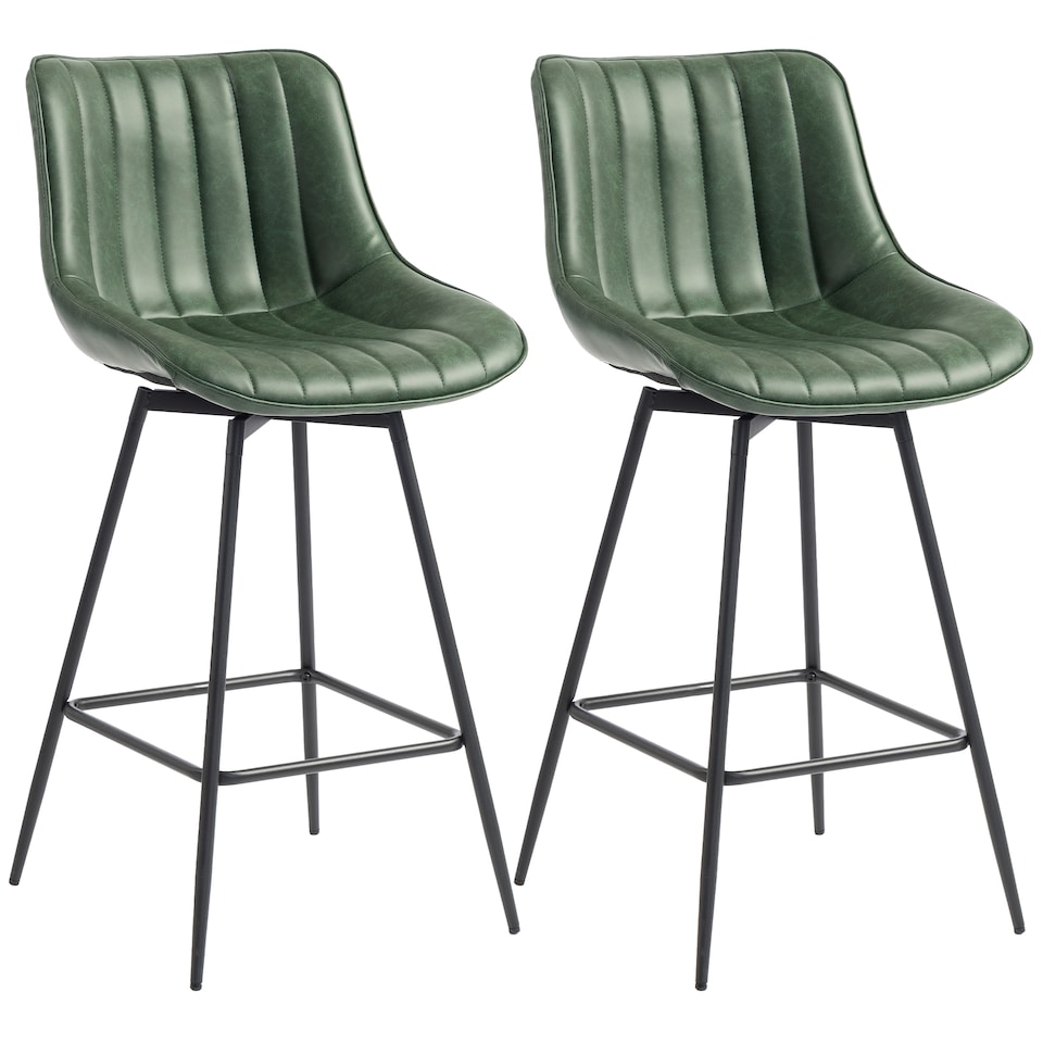 image 1 of HOMCOM Swivel Bar Stools Set of 2, PU Leather Upholstery