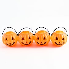 Pumpkin Halloween Plastic Treat Pots - Pack of 4