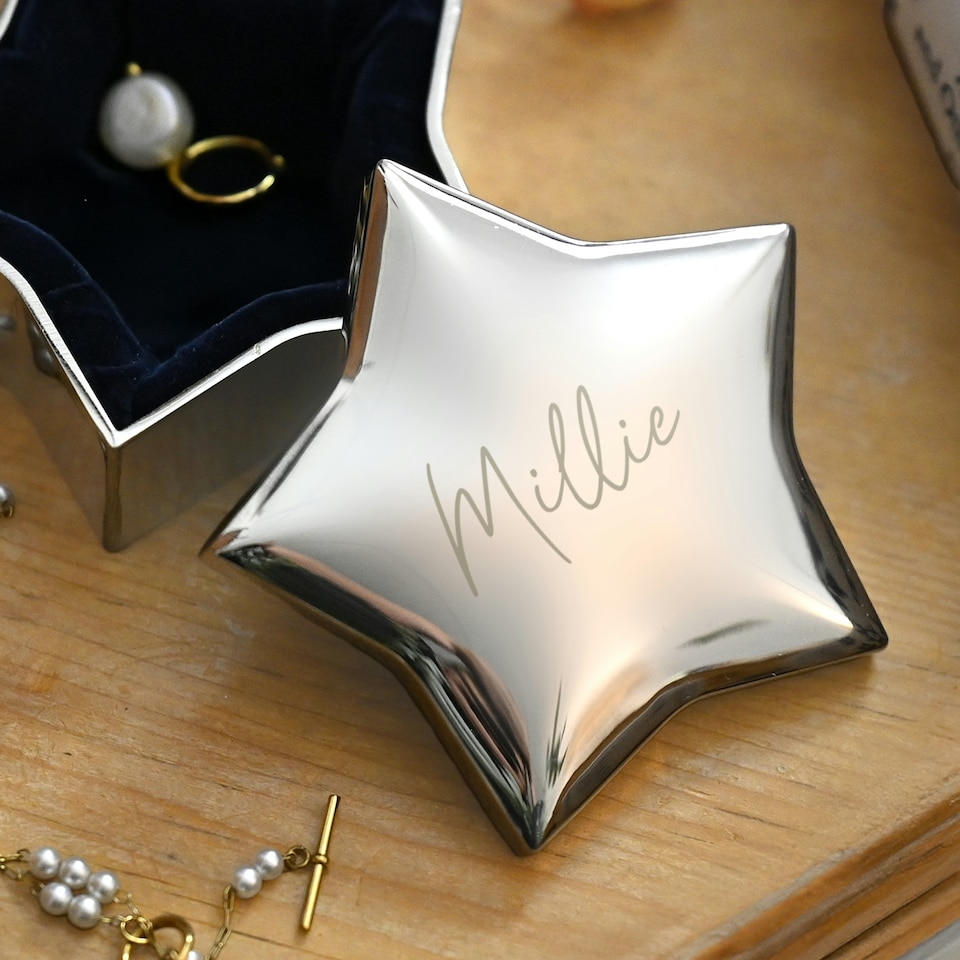 image 1 of Personalised Engraved Name Star Trinket Box