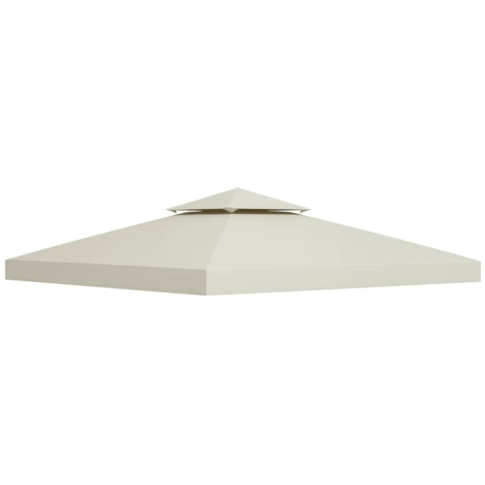image 1 of Outsunny 3(m) 2 Tier Garden Gazebo Top Cover Replacement Canopy Roof Cream White