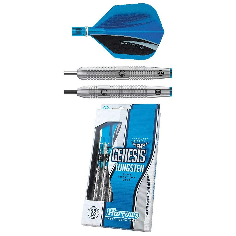 Harrows Genesis Tungsten Darts Set - Blue/Silver - 21g