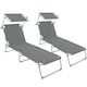 image 1 of Sun Lounger Set of 2 - foldable, adjustable sunshade and 4-step backrest | Grey | grey | 2