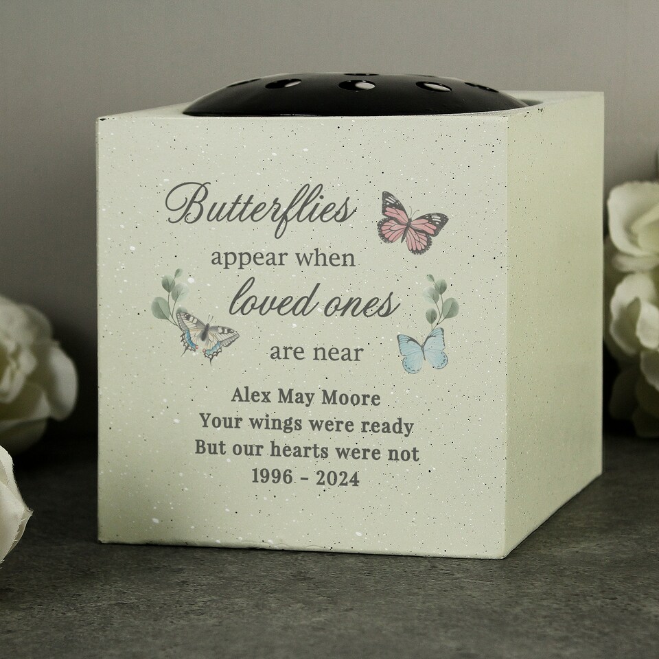 image 1 of Personalised Butterflies Appear Memorial Vase