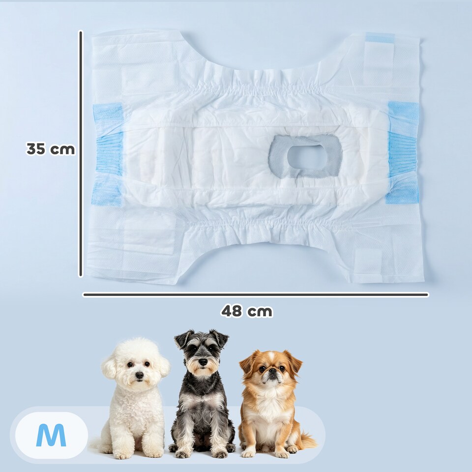 image 1 of PawHut Disposable Dog Diapers Female Dog Nappies M Dogs 48 Count
