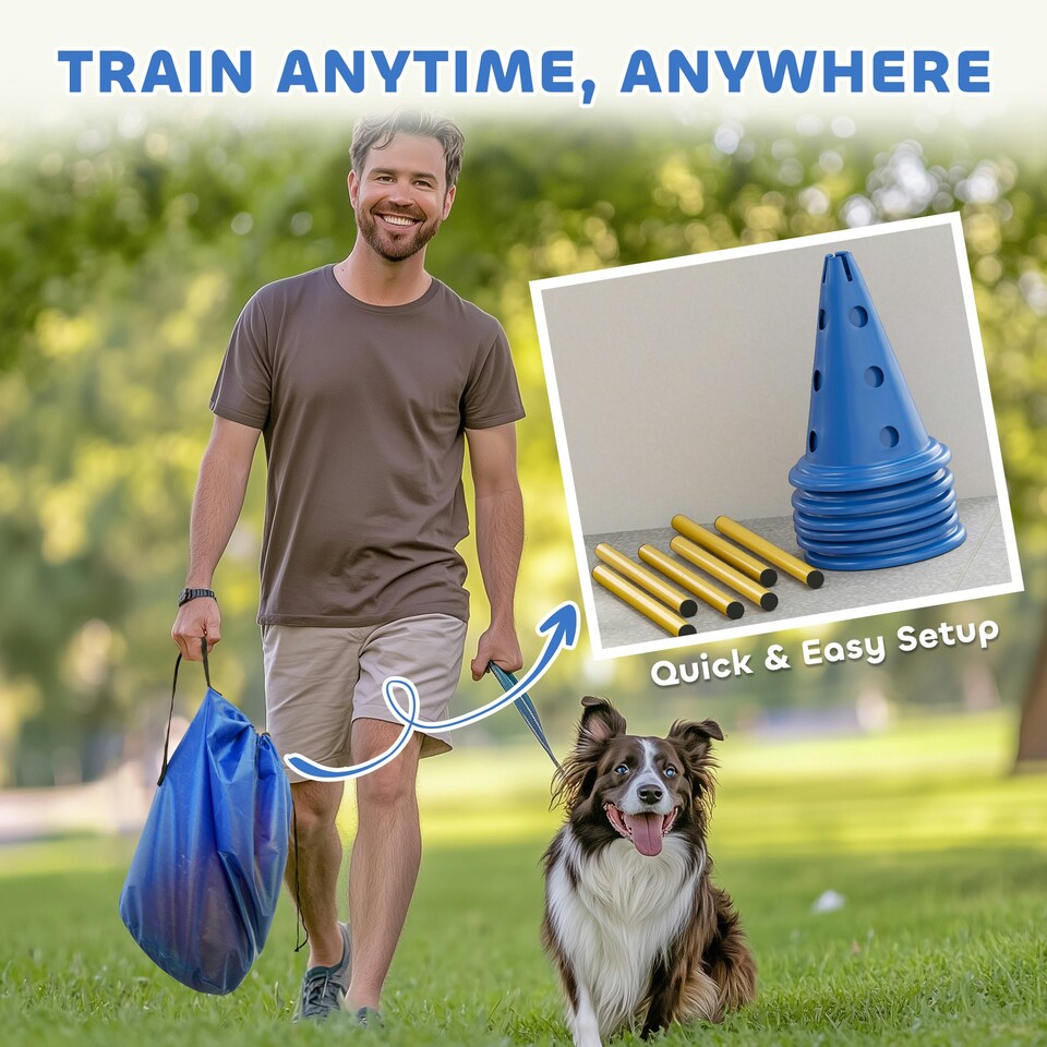 image 1 of PawHut Dog Agility Equipment Set, Three-Piece Adjustable Height Jumping