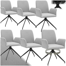 Swivel Chair Daya - upholstered, robust fabric, 55.5 x 58 x 87 cm - Set of 6 Grey | Light Grey