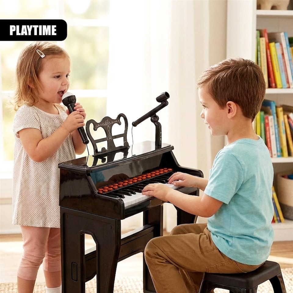 image 1 of The Magic Toy Shop The Grand Piano Kids Electronic Keyboard 37 Keys Microphone