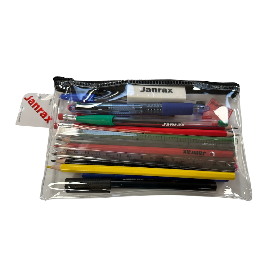 image 1 of Stationery Filled Purple Zip 8x5" Pencil Case with Colouring Pencils