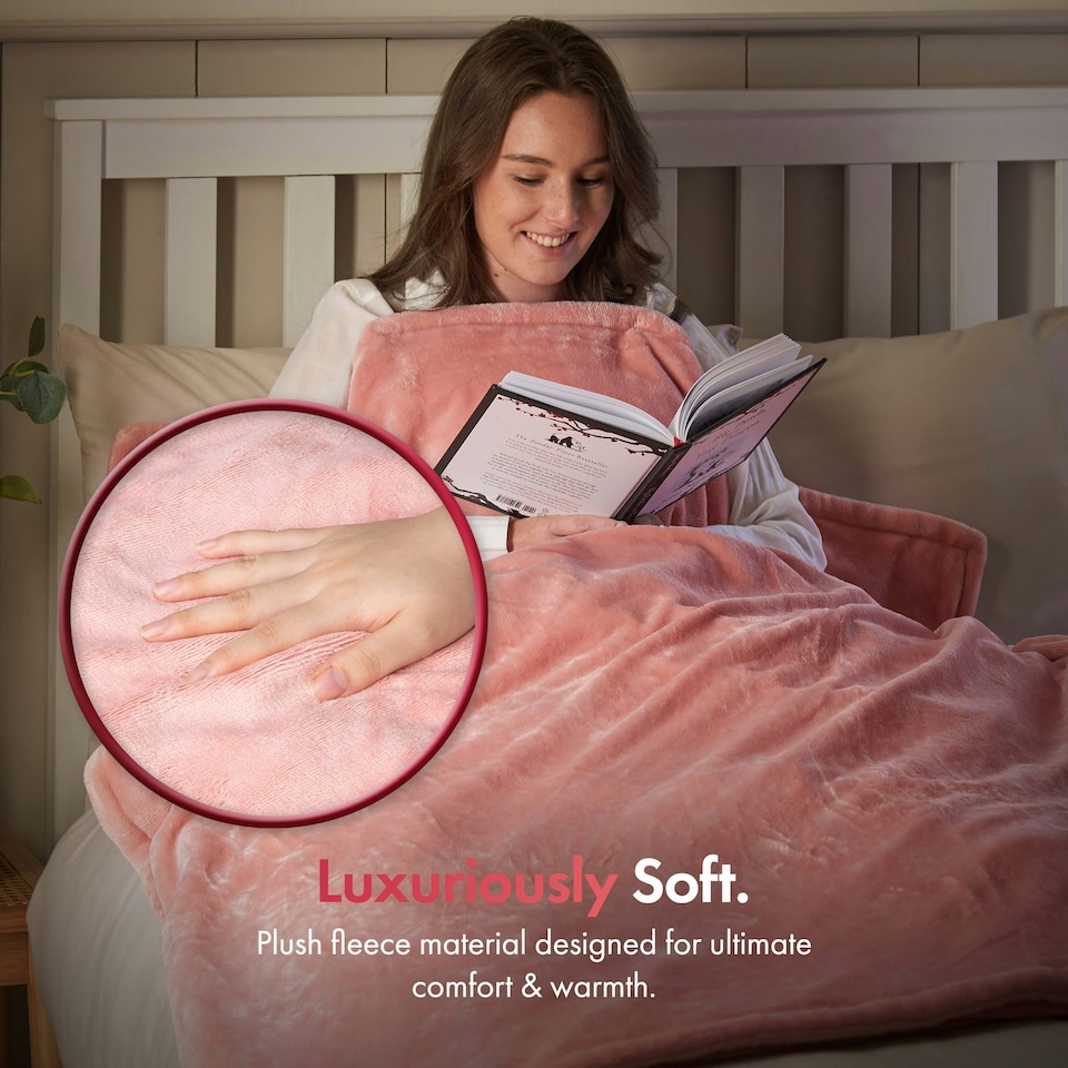 image 1 of VonHaus Heated Throw Blanket with Digital Control Pink