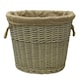 image 2 of JVL Antiques Wash Canvas Lined Oval Log Basket with Rope Handles, 46x57x46 cm Brown
