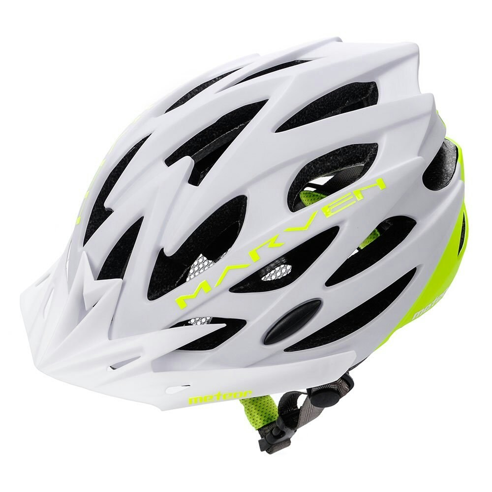 Meteor Marven Cycle Helmet MTB Bike Skateboard Scooter Safety Gear White White-Green M