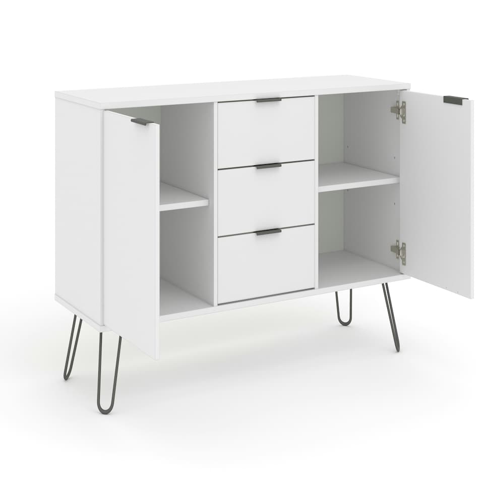 image 1 of Augusta White, Medium Sideboard With 2 Doors, 3 Drawers White