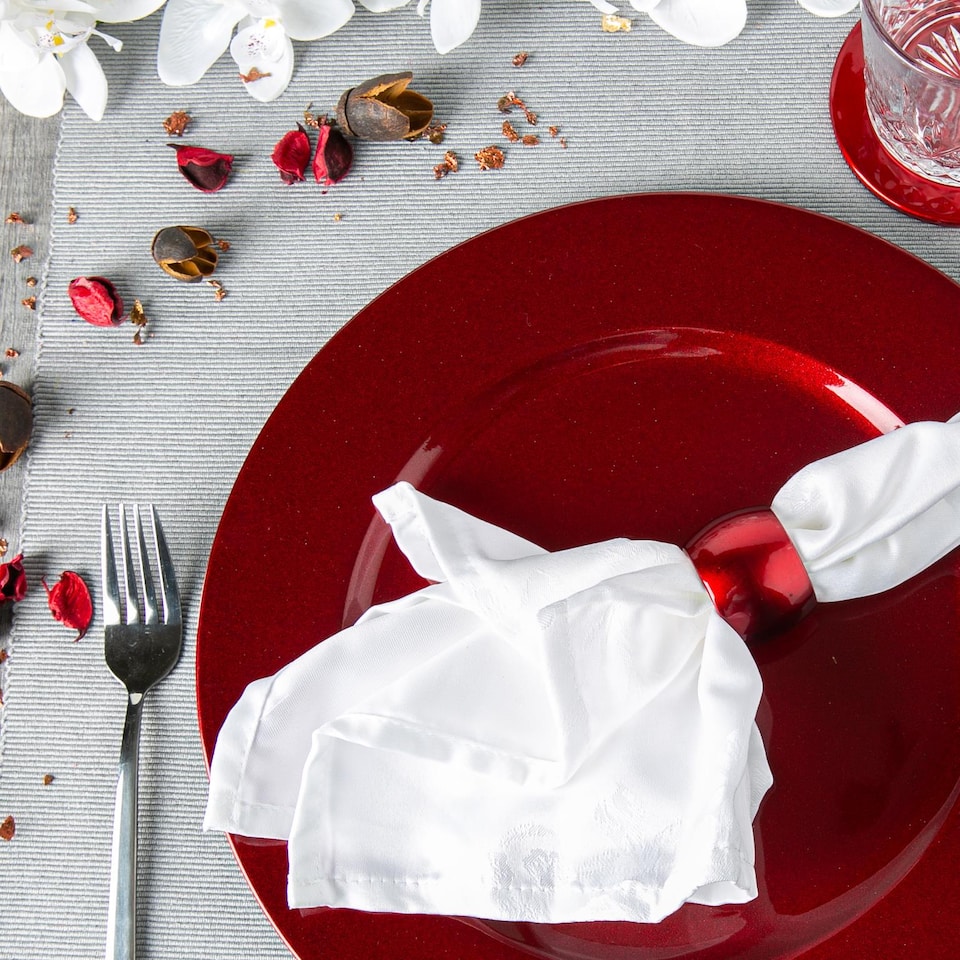 image 1 of Argon Tableware Metallic Charger Plates - 33cm - Dark Red - Pack of 6