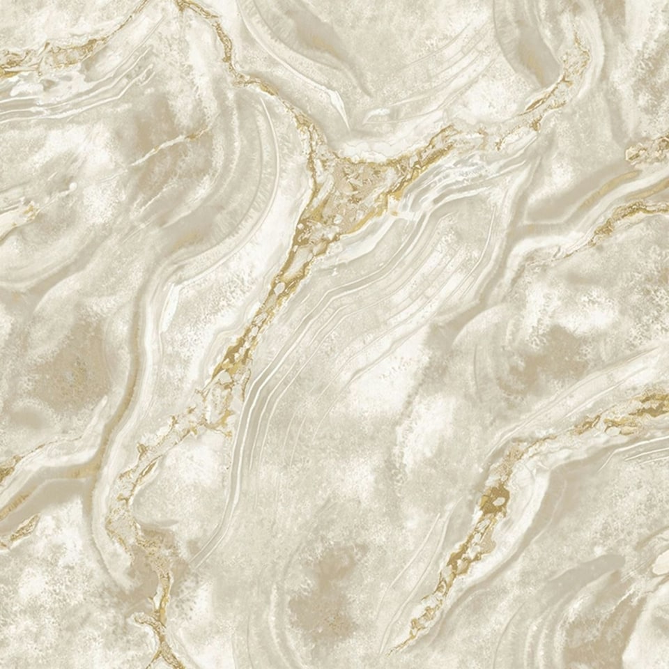 image 1 of World Of Wallpaper Luxe Collection Mineral Effect Vinyl Textured Wallpaper - Cream/Gold - 10m x 0.5m | Cream