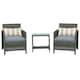 image 1 of Outsunny 3 PC Outdoor Rattan Sofa Set w/ Chairs Coffee Table Cushion Grey