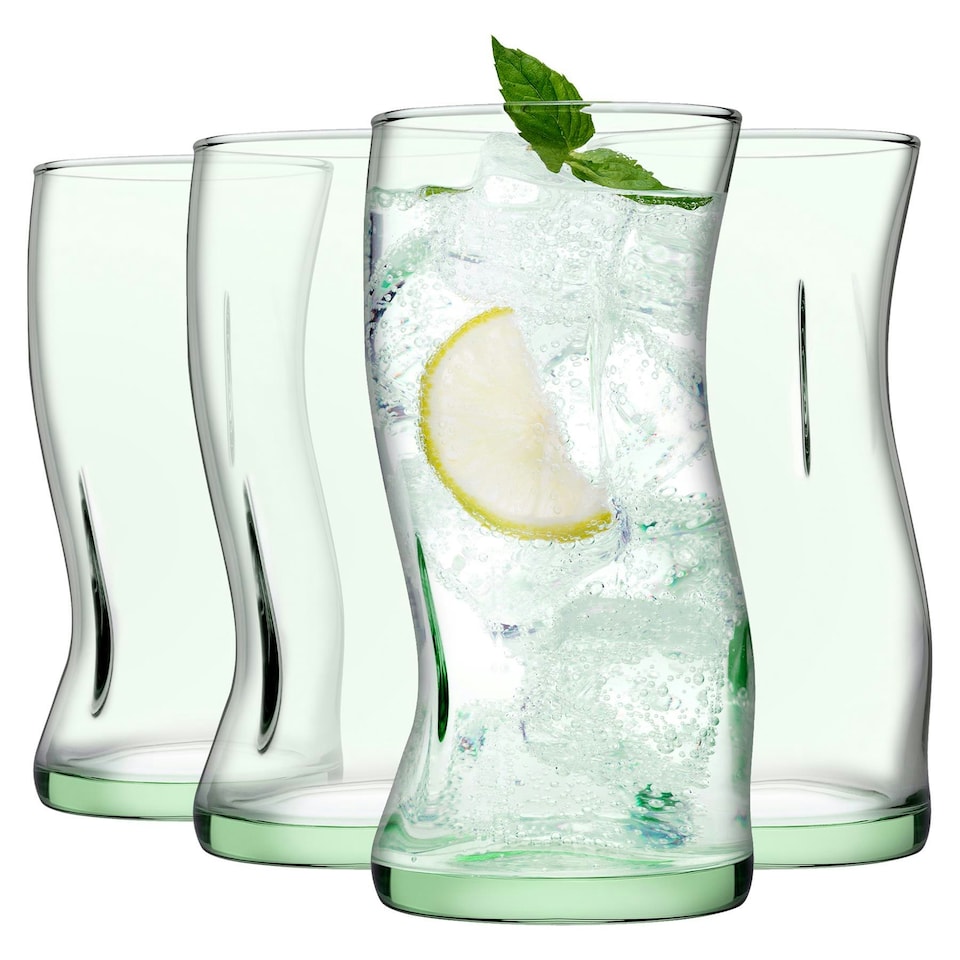 image 1 of Pasabahce Aware Amorf Recycled Highball Glasses - 400ml - Green - Pack of 4