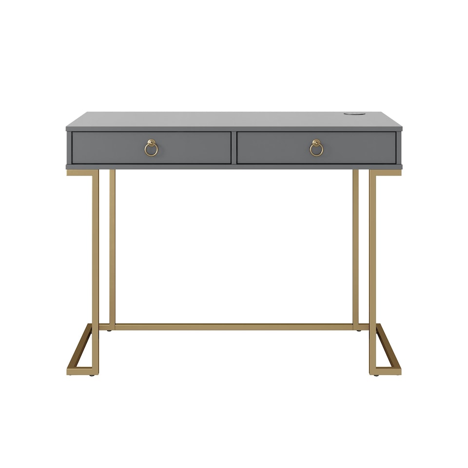 image 1 of Camila Writing Desk Graphite Grey / Golden
