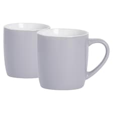 Argon Tableware 2x Coloured Coffee Mugs - Grey - 350ml - Tea Mug Latte Mug Cappuccino Mug Drinking Mug Grey